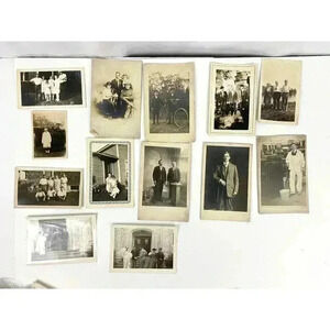 Antique Lot of 13 B&W Photographs Bicycle Friends Wedding 1930's Ephemera OOAK